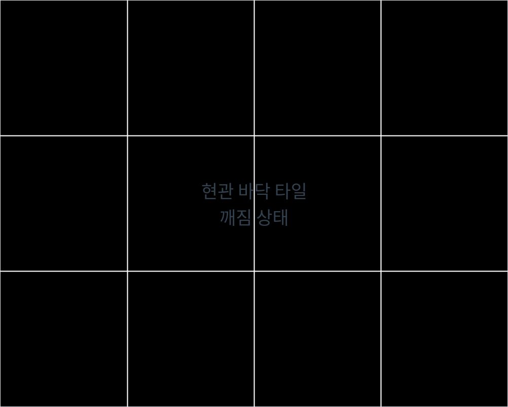 현관타일부분교체 전 바닥 타일 깨짐 상태